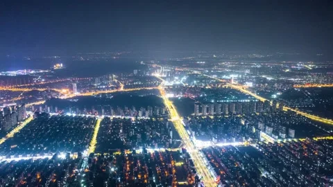Aerial top view of city at night?timelapse 스톡 동영상 164607222