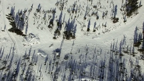 Aerial top view of cold mountain tundra Stock Footage 85142961