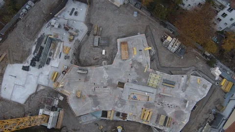 Aerial top view of the construction site build new apartments  in Switzerland Stock Footage 120859196
