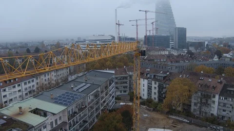 Aerial top view of the construction site build new apartments  in Switzerland Stock Footage 120862829