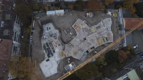 Aerial top view of the construction site build new apartments  in Switzerland Stock Footage 120866102