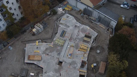 Aerial top view of the construction site build new apartments  in Switzerland Stock Footage 120867862