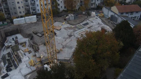 Aerial top view of the construction site build new apartments  in Switzerland Stock Footage 120874124