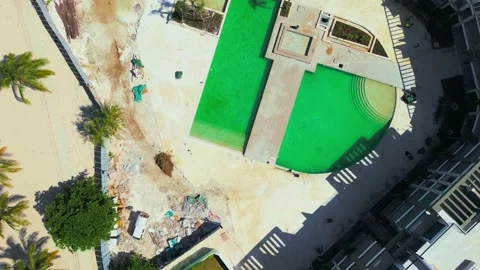 Aerial top view of construction site of a tourist complex on Caribbean Sea coast Stock Footage 306799258