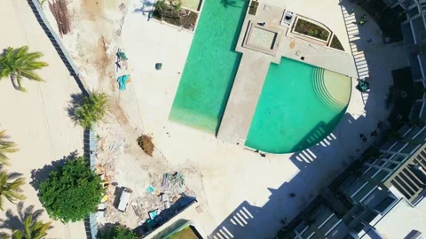 Aerial top view of construction site of a tourist complex on Caribbean Sea coast Video stock 309236149