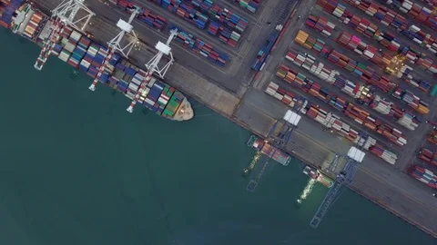 Aerial top view container cargo ship Stock Footage 90906160