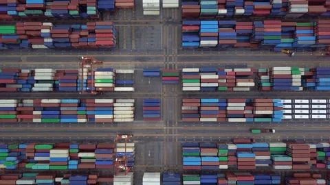 Aerial top view container cargo ship Stock Footage 90911172