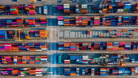 Aerial top view container cargo ship Vidéo 104665593