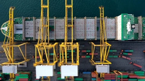 Aerial top view container cargo ship in import export business logistic Stock Footage 106044554
