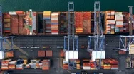 Aerial Top View Container Cargo Ship In Import Export Business Logistic Stock Footage