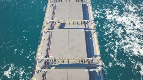 Aerial Top View container cargo ship in open sea, with copy space. Stock Footage 231481791