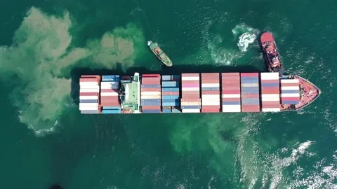 Aerial top view container ship full load container Stock-Footage 164903093