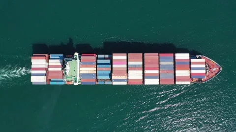 Aerial top view container ship Stock-Footage 164903113