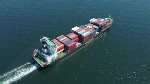 Aerial top view container ship, shipping or transportation concept background. 스톡 동영상 191118499