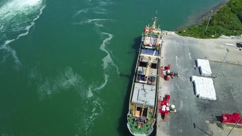 Aerial top view container ship, shipping or transportation concept Stock Footage 221533805