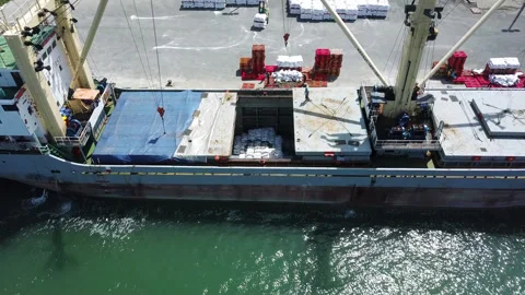 Aerial top view container ship, shipping or transportation concept Stock Footage 221533839