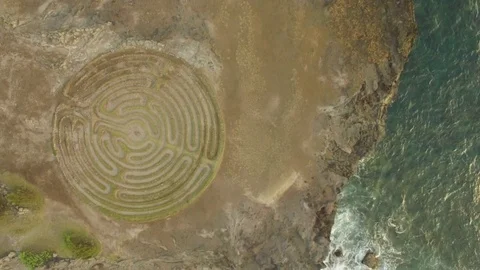 Aerial Top View Dragon's Teeth Labyrinth. Close Up Stock Footage 74679056