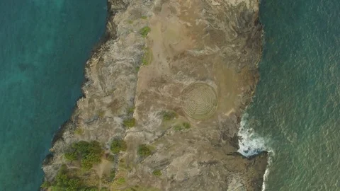 Aerial Top View Dragon's Teeth Labyrinth. Maui. Stock Footage 74679225