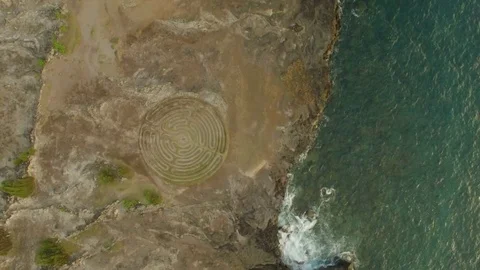 Aerial Top View Dragon's Teeth Labyrinth. Tilt Up Stock Footage 74685142
