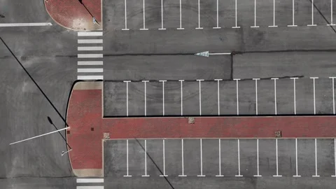 Aerial top view of empty parking lot with road markings 스톡 동영상 330245412