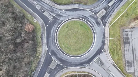 Aerial Top View of Empty Roundabout and Road Intersection Vídeos de archivo 327977694