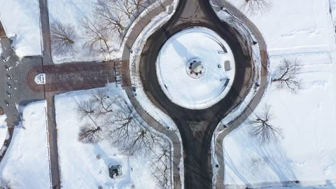 Aerial top view of empty Street of Quebec city Downtown COVID-19 Stock-Footage 127520696