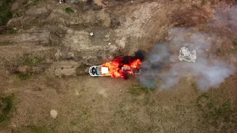 Aerial Top View Of Exploding Abandoned C... | Stock Video | Pond5