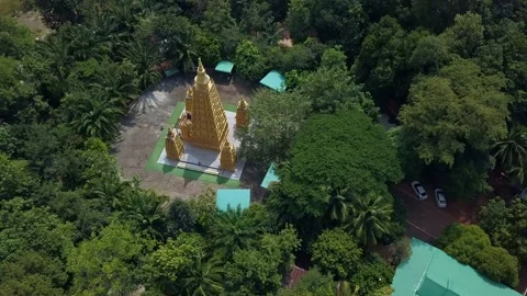 Aerial top view forest tree, Wat PA Don That view from above. Video stock 131068924