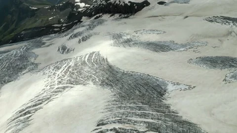 Aerial: Top View Glacier Ice Flow Texture Vibrant Blue Stock Footage 220647843