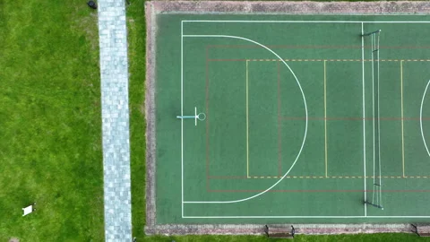 Aerial Top View Of Green Multi Purpose Sports Court In Poland Stock Footage 337728049