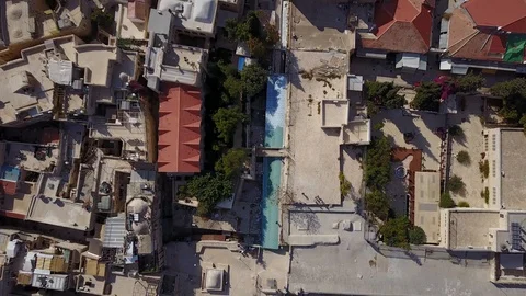 Aerial top view of Jerusalem Old City streets. DJI-0042-04 Video stock 104500411