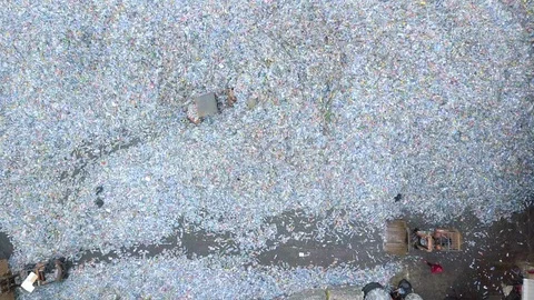 Aerial top view  large garbage pile Stock Footage 92671251