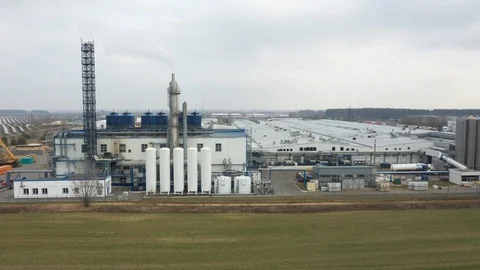Aerial top view of the large logistics park Stockbeeldmateriaal 125982529
