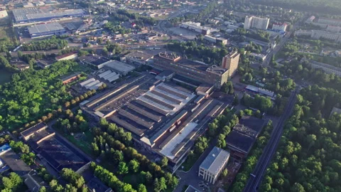 Aerial top view of the large logistics park with factories Video stock 162985867