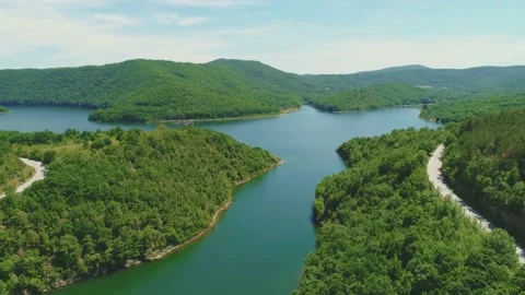 Aerial top view over river Arda,Rodopha planina Stock Footage 167721600