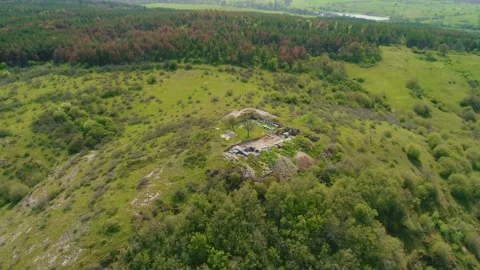 Aerial top view Parorian Monastery is a medieval monastery in the Strandzha  Stockbeeldmateriaal 167723773