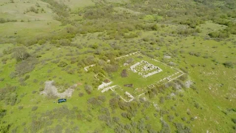 Aerial top view Parorian Monastery is a medieval monastery in the Strandzha  Vídeo Stock 167723826