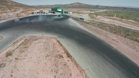 Aerial top view professional driver drifting car on asphalt  Stock Footage 255291268