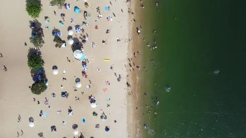 Aerial top view of Repulse Bay Beach, Hong Kong Stock Footage 234194413