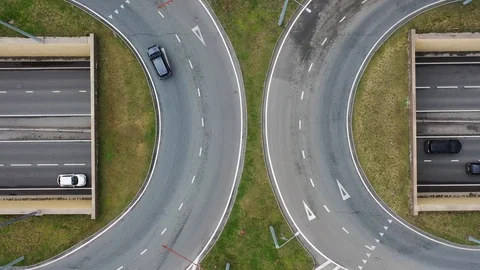 Aerial top view of road junction, Russia, Kazan Stock Footage 109164751