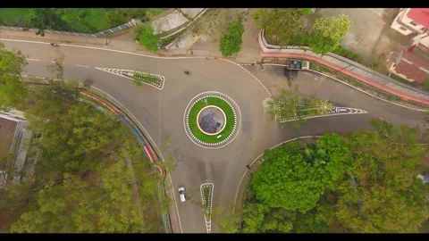 Aerial top view of a road roundabout junction in Haflong Assam Stock Footage 339268184