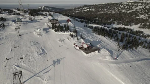 Aerial top view of ski area 4k Stock Footage 170068992