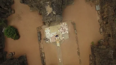 Aerial top of view of Ta Prohm Temple - Angkor, Cambodia 스톡 동영상 83534277