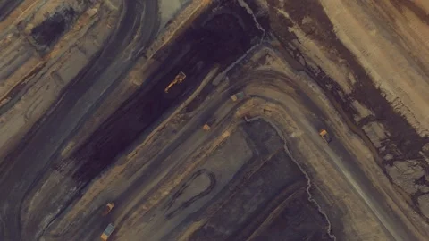 Aerial top view of the Thar Engro coal mining site in Sindh Stock Footage 344056262