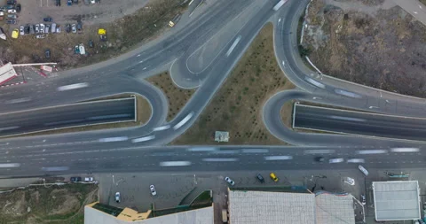 Aerial top View time lapse of multiple roads in Dighomi, Tbilisi Stock-Footage 169383868