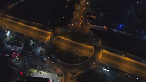 Aerial top view traffic roundabout road ... | Stock Video | Pond5