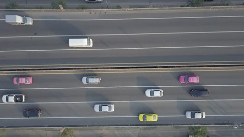 Aerial top view traffic in rush hour highway in bangkok thailand Stock Footage 114056447