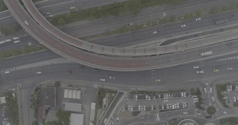 Aerial top view traffic in rush hour highway in bangkok thailand Stock Footage 114056496