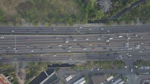 Aerial top view traffic in rush hour highway in bangkok thailand Stock Footage 114056499