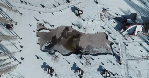 Aerial top view of Turkey map-shape artificial lake Stock Footage 144269869